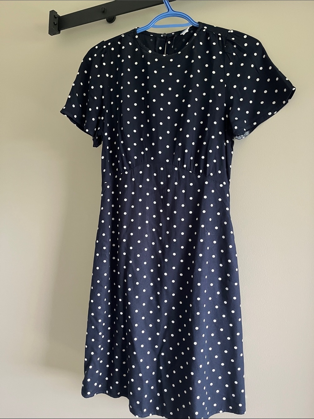 Old Navy Navy Blue Polka Dot A-Line Mini Dress Size XS Tall